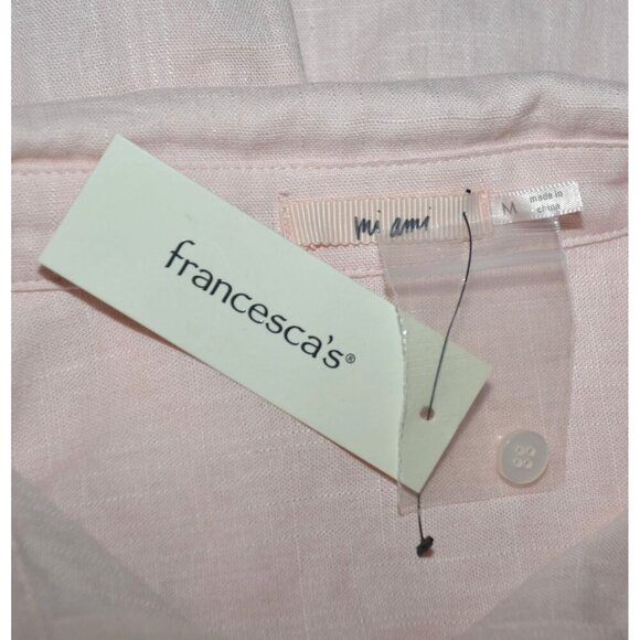 NWT Mi Ami Pink Viscose Linen Blend Long Sleeve Dress Button Up Top Shirt Size M - Picture 5 of 8